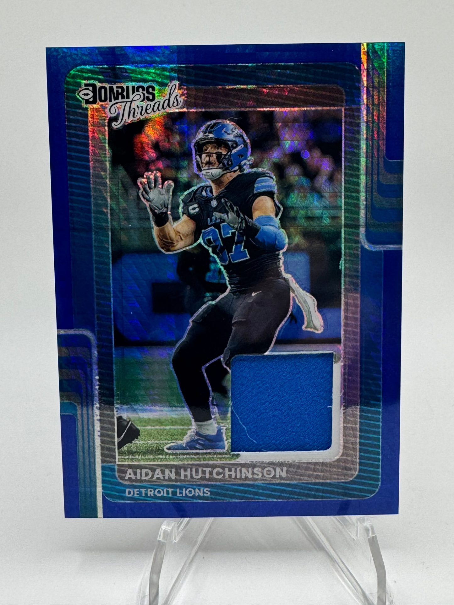 2025 Optic - Aidan Hutchinson Donruss Threads Blue Hyper #DTBH-AHN